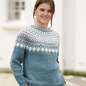 Hand Knitted Fair Isle Icelandic Sweater Sweater in Pure Wool Yarn - Etsy