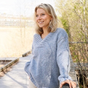 Hand knitted oversized alpaca sweater with shawl collar, 45 colours available
