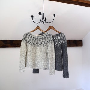 Elegant icelandic circular yoke sweater in pure icelandic yarn