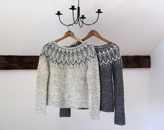 Elegant icelandic circular yoke sweater in pure icelandic yarn