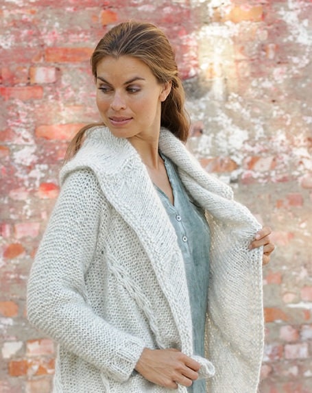 Maxi Cocoon Cardigan With Cable Patter in Luxury Alpaca and - Etsy