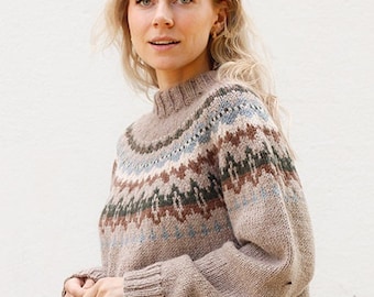 Pull islandais ou nordique tricoté à la main en fil d'alpaga et de laine