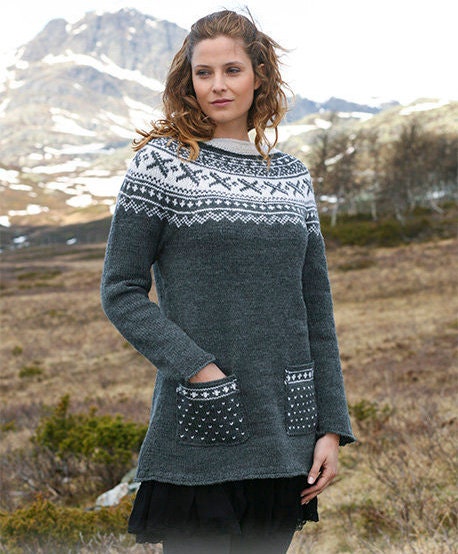 Gray Nordic Fair Isle Sweater Tunic in Wool Yarn - Etsy