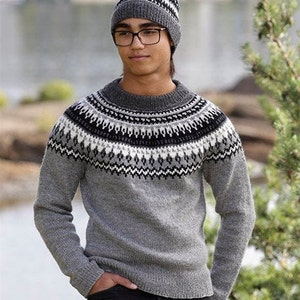 5 Colourways. Mens Fair Isle Jumper Yoke Blue, Navy, Brown 5 Colourways. Mens Fair Isle Jumper Yoke Blue, Navy, Brown