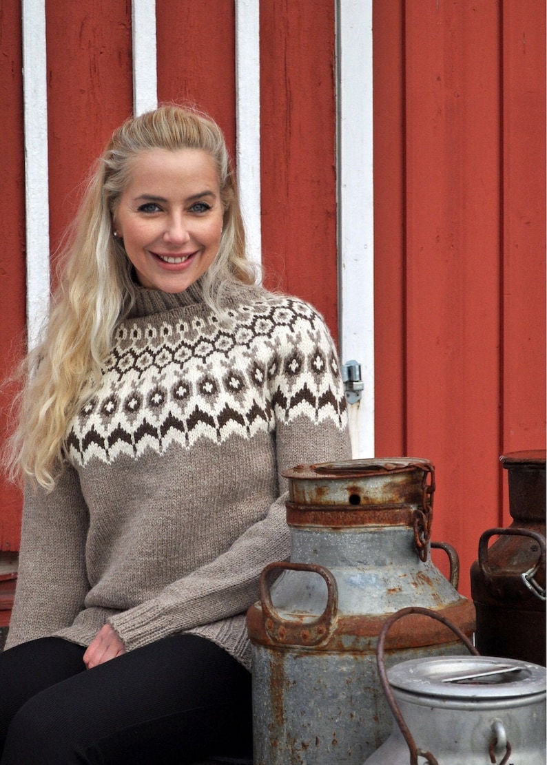 Brown Nordic Fair Isle Sweater in Alpaca and Wool Yarn - Etsy
