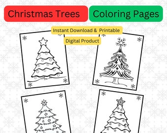 Christmas Tree Coloring Pages | Easy | Holiday | Digital | PDF Printable |Winter Activity Page | Kids | Students| Holiday Coloring| Santa