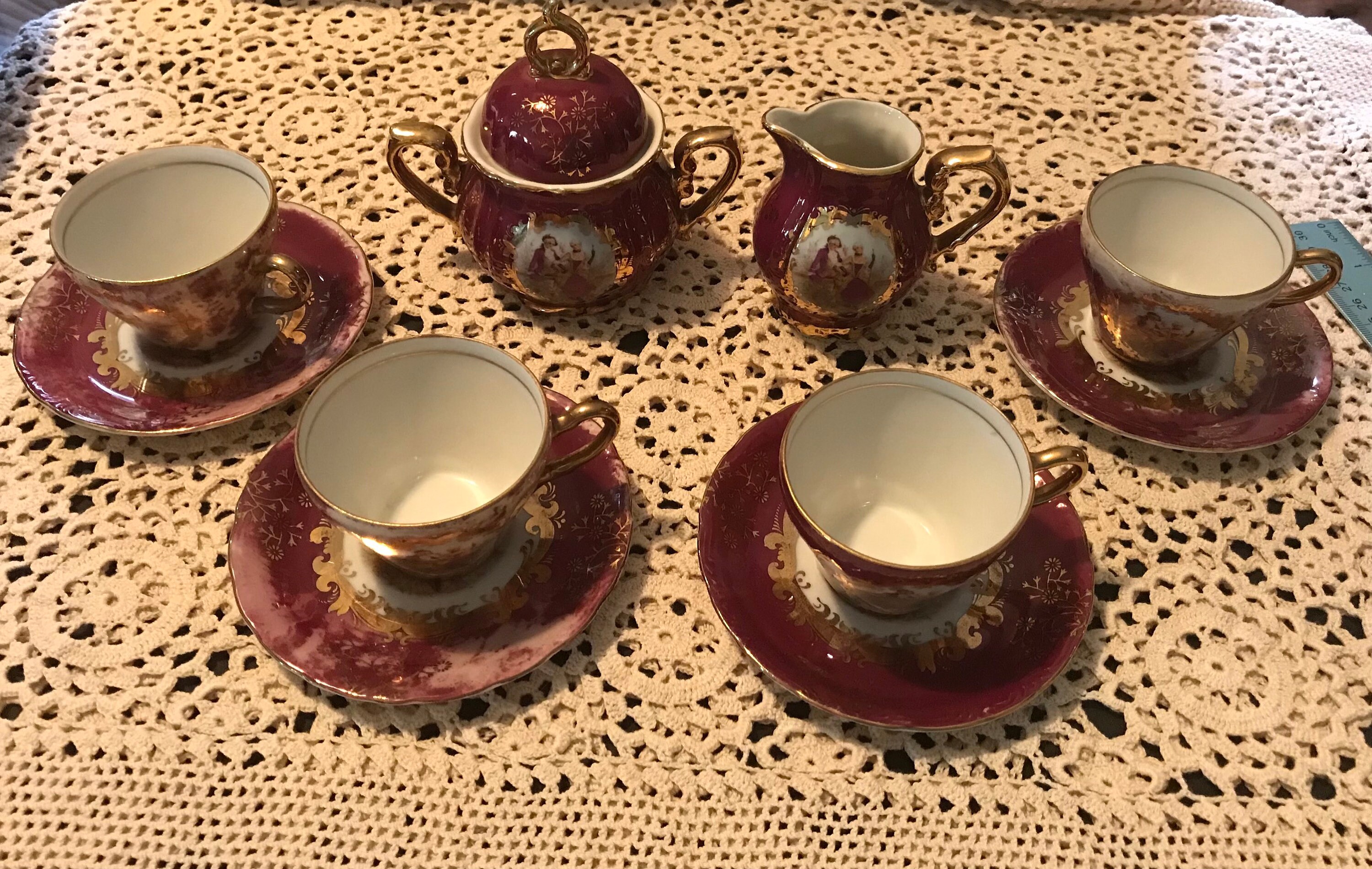 KPM Made in Japan Cups and Saucers With Creamer and Sugar Bowl Etsy
