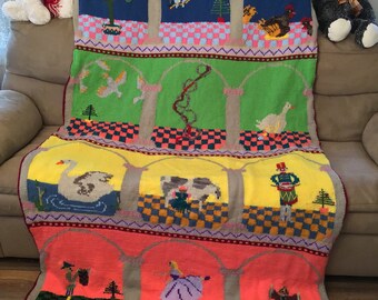Twelve days of Christmas blanket/throw