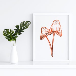 Mushroom Print, Mushroom Art, Mushroom Poster, Mushroom Wall Art, Mushroom Wall Decor, Plant Print Art, Plant Poster, Mushroom Cottage Core
