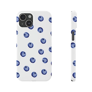 Blueberry iPhone Case, Trendy Preppy iPhone Case, Blueberry Phone Case, Coastal Grandmother Print iPhone Case, Fruit Phone Case