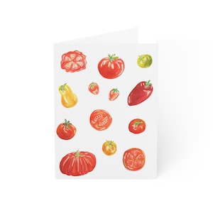 Lege tomatenprint wenskaarten (1, 10, 30 en 50 stuks), tomatenkaarten, tomatenbedankkaarten, boerderij stationair, tomaat stationair
