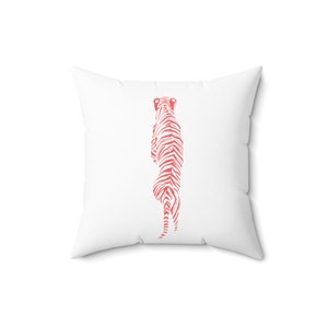 Pink Tiger Minimalist Square Pillow, Pink Tiger Pillow, Girly Cute Pillow, Trendy Pink Pillows, Dorm Decor, Trendy Girls Dorm Room Decor
