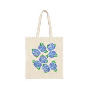 Bolso de mano de hortensia, bolso de mano con estampado floral, bolso de mano costero, bolso de mano con estampado costero, bolso de mano de abuela costera, bolso de mano de lona de hortensia