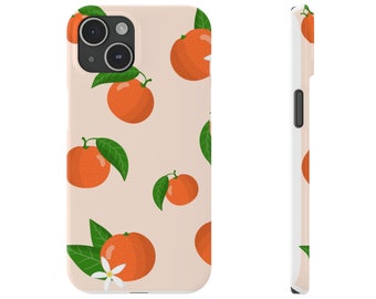 Vintage Orange Peach iPhone Case, Orange Pink Print iPhone Case, Clementine Print Art iPhone Case, Coastal Grandmother iPhone Case