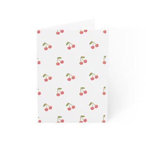 Kirsch Druck Muster Grußkarten (1, 10, 30 und 50 Stück), Rosa Kirschen Briefpapier, Niedliche Muster Dankeskarten, Obst Muster Karten