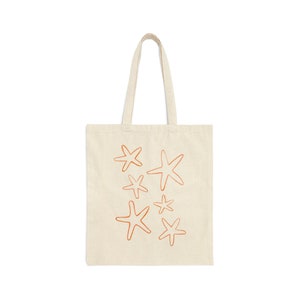 Starfish Canvas Tote Bag, Starfish Tote Bag, Starfish Print Tote Bag, Starfish Painted Tote Bag, Coastal Tote Bag, Ocean Tote, Starfish Tote