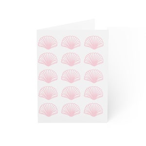 Blank Pink Shell Greeting Cards (1, 10, 30, 50), Seashell Print Pattern Cards, Shell Cards, Seashell Thank You Cards, Seashell Notecards