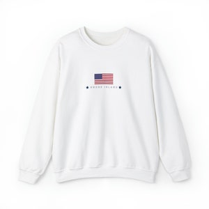 Rhode Island American Flag Crewneck Sweatshirt, RI Crew Neck, RI Sweatshirt, Rhode Island Sweatshirt, 4th of July RI Sweatshirt