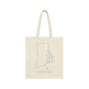 Bolsa de lona com contorno do estado de Rhode Island, sacola azul claro de Rhode Island, sacola de Newport RI, sacola fofa, sacola da moda, sacola de livros