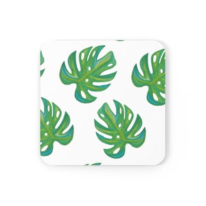 Monstera Print Coasters, Monstera Coasters, Monstera Leaves Coaster Set, Plant Print Coasters, Tropical Coasters, Cute Coastal Home Decor