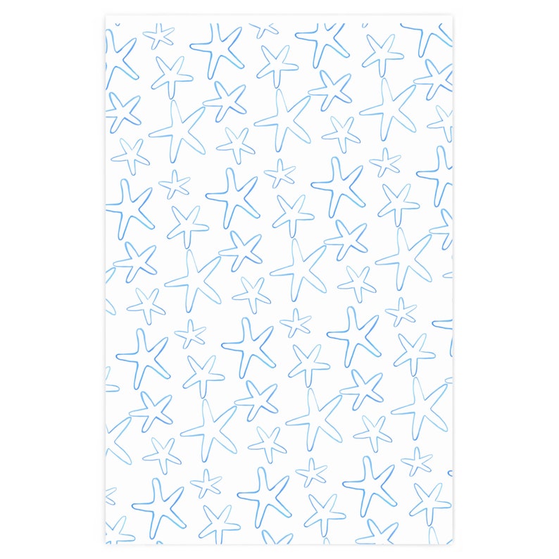 Starfish Print Wrapping Paper, Blue Starfish Wrapping Paper, Starfish Wrapping Paper, Starfish Gift Wrap, Coastal Wrapping Paper image 2