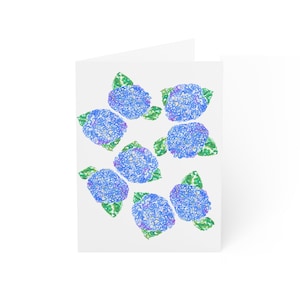 Watercolor Blue Hydrangea Greeting Cards (1, 10, 30, and 50), Blue Hydrangea Cards, Hydrangea Invitations, Hydrangea Print Blank Cards