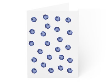 Blank Blueberry Stationary Greeting Cards (1, 10, 30, and 50pcs), Coastal Grandmother Stationary, Blueberry Invitations, Thank You Cards