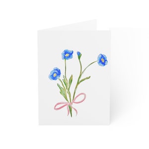 Tarjetas de felicitación florales azules (1, 10, 30, 50), tarjetas de felicitación de arco rosa, tarjetas de arco rosa floral azul, tarjetas de abuela costera, tarjetas costeras