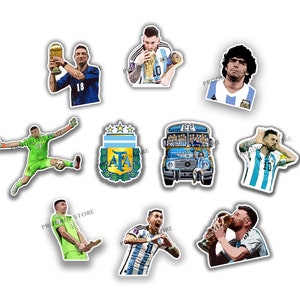 10 Stück Argentinien Campeones Lionel Messi 10 Trophy WM Katar 2022 Abziehbild-Aufkleber ZIEGE D10S