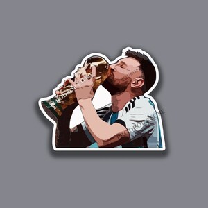 Argentina #2 Lionel Messi 10 Trophy VM Qatar 2022 Dekalklistermärke GOAT D10S bild 2
