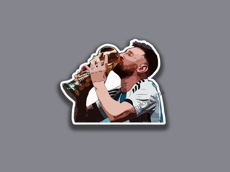 Argentina #2 Lionel Messi 10 Trophy VM Qatar 2022 Dekalklistermärke GOAT D10S bild 2