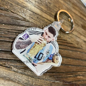 Keychain 2&quot; Lionel Messi 10 Trophy Argentina World Cup Qatar 2022  GOAT D10S