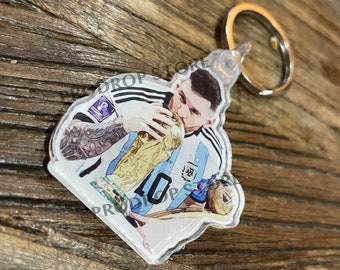 Keychain 2" Lionel Messi 10 Trophy Argentina World Cup Qatar 2022  GOAT D10S