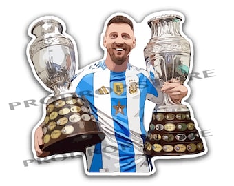 Argentina Lionel Messi 10 Trophy Bi Campeon Copa America 2024 Dekal-dekal GOAT D10S