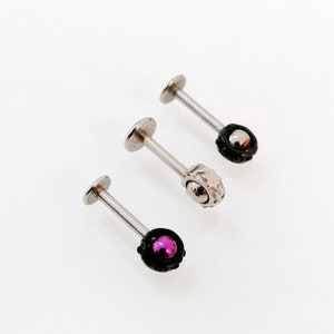 Piercing exclusivo tipo barra con bola en capas. Labret de 16 g (1,2 mm), trago, caracola, oreja, labios, hélix y cartílago, 6 mm, 8 mm, 10 mm