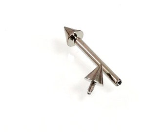 Titanium Straight barbell Spikes. 16g, 1.2mm, internal threading, Nickel free hypoallergenic, Tragus, rook,eyebrow, septum, nipple, daith