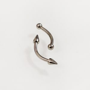 1mm (18g) Silver Micro Surgical steel curved barbell two Balls or spikes - Nickel free, tragus, helix, daith, rook, eyebrow, smiley, web