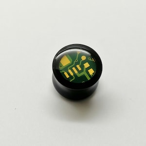 12mm Motherboard Ear Plug, Steampunk ear plug, Acrylic ear gauge, motherboard gauge, Machine ear plug, Unique gauge. Double flared plugs