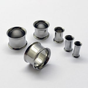 Double flared, TITANIUM tunnels, Silver color,  Hypoallergenic ear gauge, Unisex ear gauge, For men, for women, body piercing jewelry