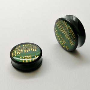 Bouchons d'oreilles uniques pour carte mère, bouchons d'oreilles steampunk, jauge d'oreille en acrylique, jauge steampunk, bouchon d'oreille de machine, grande jauge d'oreille. Bouchons doubles évasés