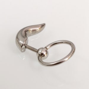 Closure ring, horns, curved spikes drop, Surgical steel, 1,6mm (14g), 1.2mm earrings, lobe, helix, daith, earring, Free shipping. piercing,