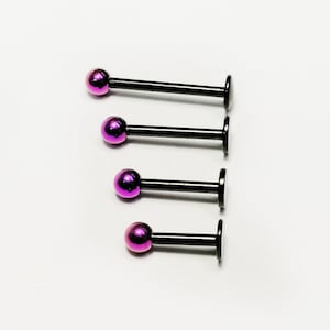Barra labio, Titanio - Labios, tragus, cartílago, piercings hélix, mejilla, piercing, medusa, monroe, snake bites 16g 1,2 mm, bola 3 mm.
