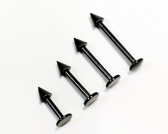 Black Titanium Labret barbell Spikes, Cones -Nickel free Lip, tragus, helix, daith, rook piercings-6mm, 8mm, 10mm, 12mm Thickness: 16g 1,2mm