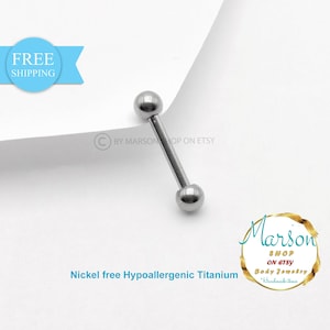 Straight barbell, Titanium, Balls -Nickel free bar tragus, helix, daith, rook, bright piercing-6mm, 8mm, 10mm. 12mm Thickness: 16g 1,2mm,
