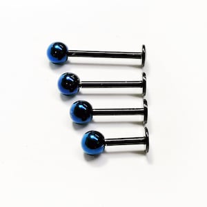 Labret barbell, TITANIUM, 4mm ball, rook piercings. 16g, cheek, piercing, medusa, monroe, snake bites, Lips, tragus, helix, conch, daith