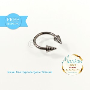 16g, Spikes Circular barbell. new Horseshoe Titanium Hypoallergenic barbell. 1.2mm. Extreme spike, Septum ring, Pyramid cone spikes