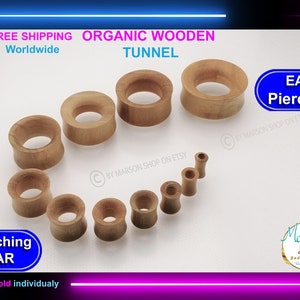 Tunnels, Plugs, Expanders, Double flared wooden, organic, Anti-allergic, Hypoallergenic ear gauge, Camellia Wood, High Quality Polishing