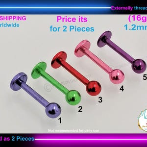 Piercing para labio, trago, hélix, daith, rook, bola, labio, barra, eléctrico, 1,2 mm (16 g). Pendiente - Joyas para el cuerpo, Envío gratis