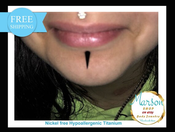 Long Black Spike Labret Body Piercing Jewelry, TITANIUM, Lip Long Black Spike Labret Body Piercing Jewelry, TITANIUM, Lip