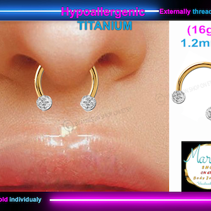 Horseshoe Titanium, septum, Ear gold, circular. epoxy ball, Hypoallergenic titanium. 1.2mm (16g). Unisex, body jewelry, Daith, free shipping